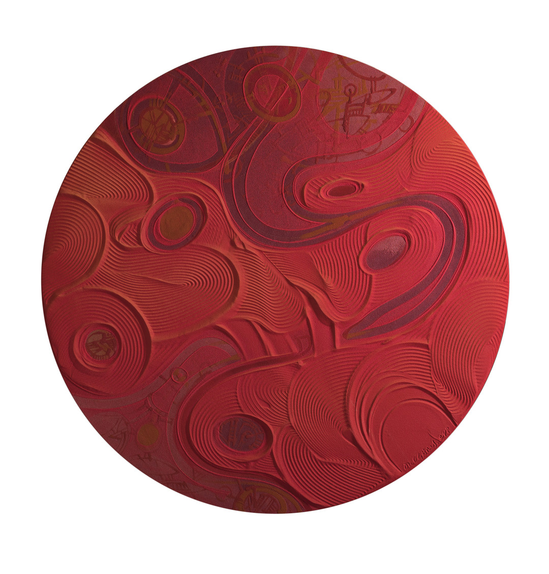 TONDO in ROSSO,2018-3,sabbia e ossidi diametro cm 170.jpg - {TONDO in ROSSO,2018-3,sabbia e ossidi diametro cm 170.jpg} - [46100]